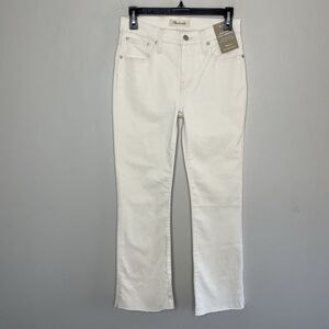 MADEWELL Kick-Out Jeans Women 25 Full-Length NEW Ivory Raw Hem NO641